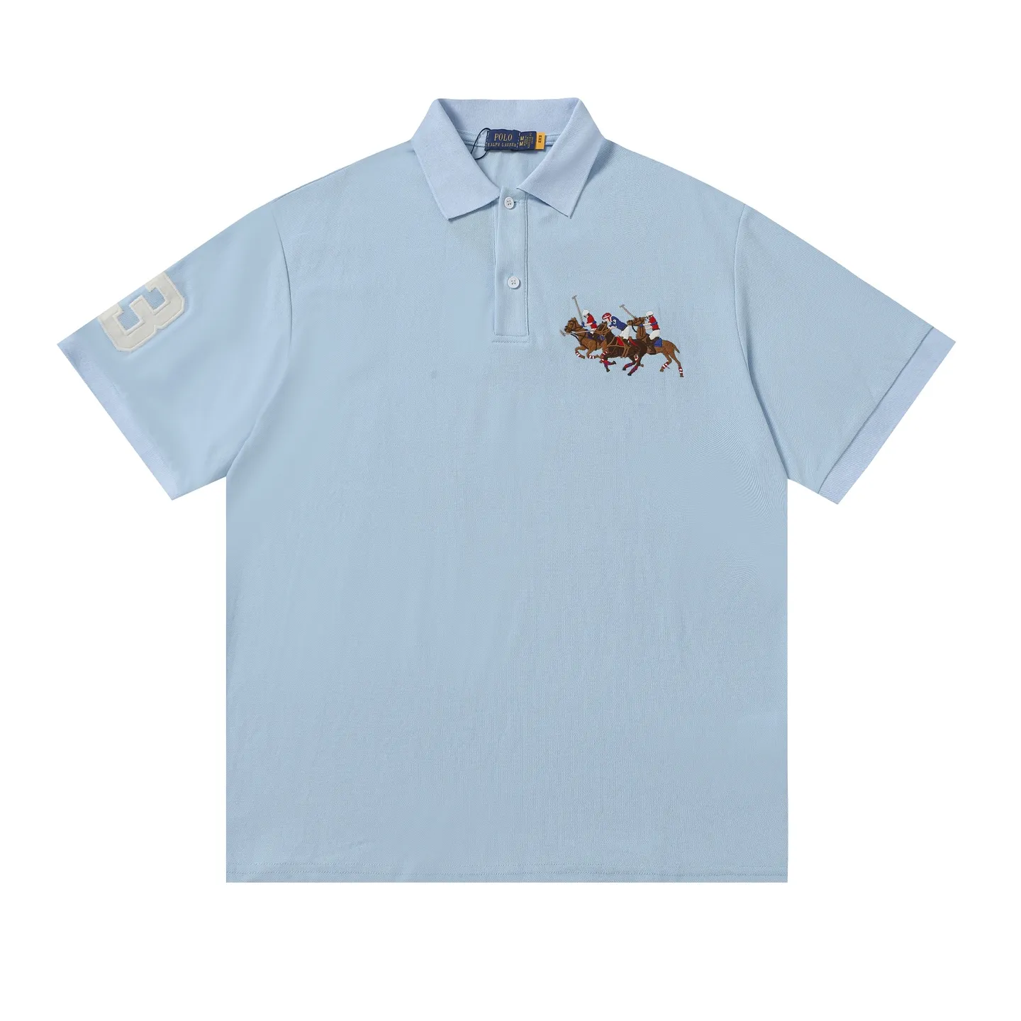 P160 Style No.: A011 [Ralph Lauren classic Three Ponies digital embroidered Polo shirt ✅250 grams of fine cotton pique fabric, custom-woven and dyed threads ✅Original stickers Scan the QR code to enter the official website ✅Large version, loose and stylish, can wear up to 210 pounds Color: black, white, navy, blue, sky blue, dark gray, floral gray Size: S-XL